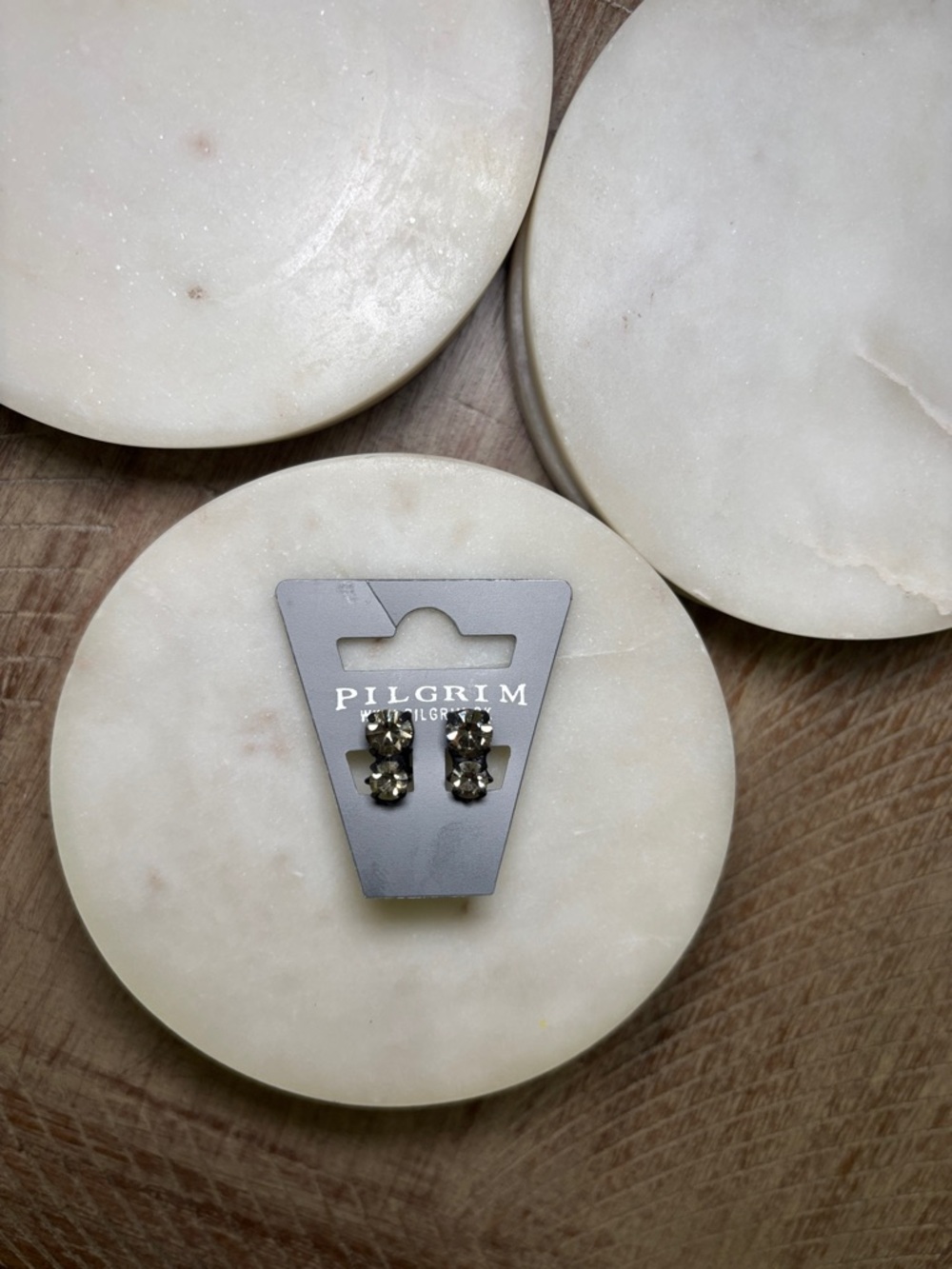 196 Pilgrim Smoky Crystal Cluster Stud Earrings - Smoke
